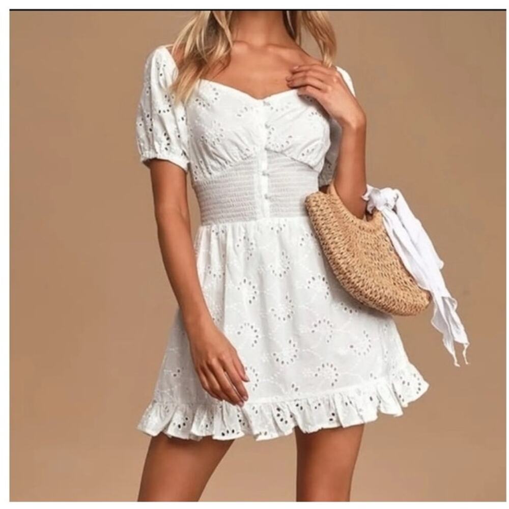 Finders Keepers Ditsy Doo white Mini dress size 8 NWT